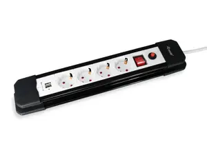 Сетевой удлинитель Equip 245553 1.5 м с 4 розетками Type F для помещений черно-белый