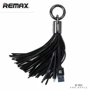 Remax RC-053i Dizaina Atsēgu piekariņš ar Apple Lightning Datu & Uzlādes Kabeli (MD818) Melns