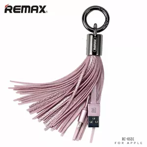 Remax RC-053i Dizaina Atsēgu piekariņš ar Apple Lightning Datu & Uzlādes Kabeli (MD818) Rozā