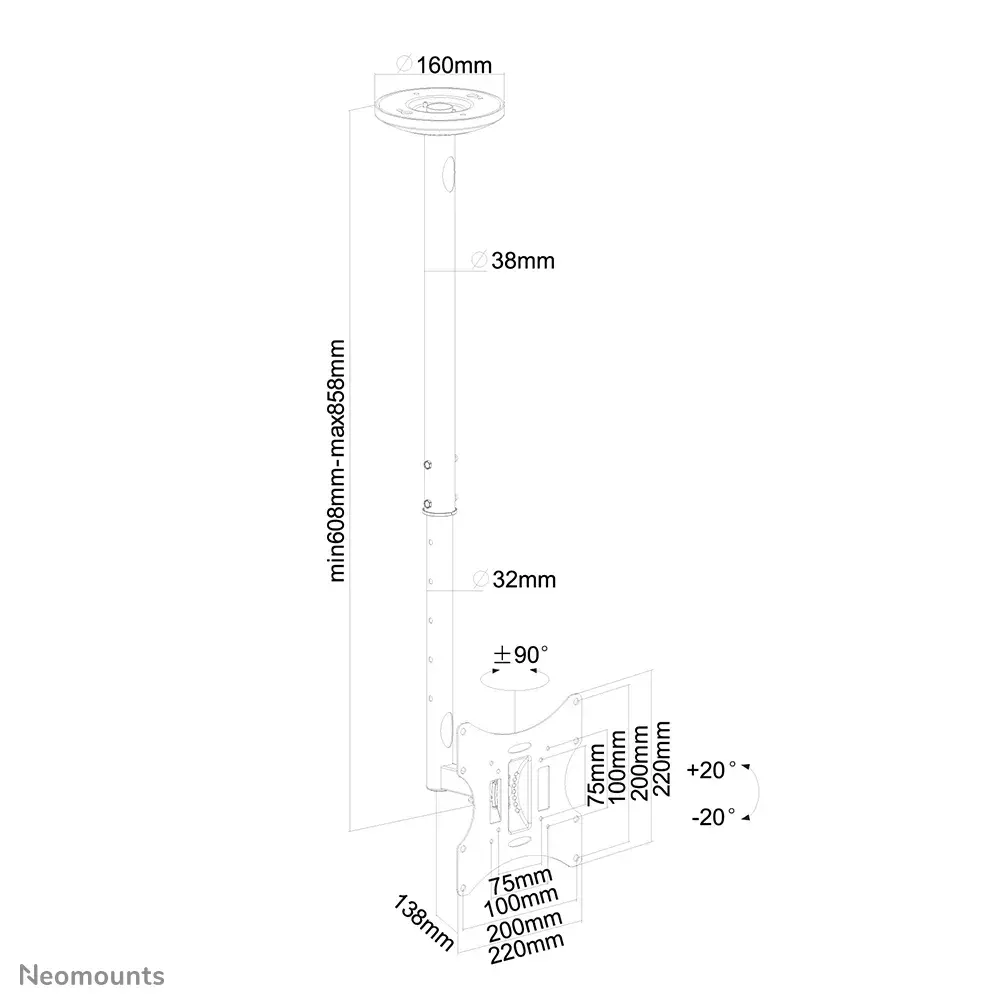 Ceiling mount Neomounts FPMA-C060BLACK Photo 7