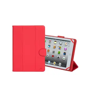 Rivacase 3137 Red Folio Tablet Case for 10.1 Inch Devices with Faux Leather Material and Stand Mode