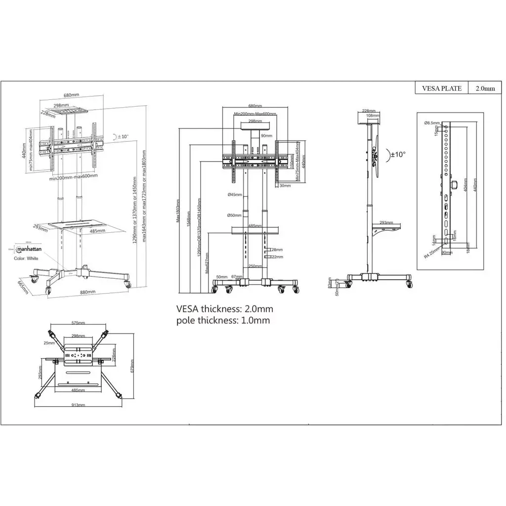 Floor TV & Monitor Mount Trolley MANHATTAN 461238 Photo 12
