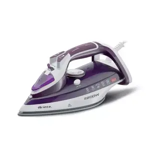Dry & Steam Iron ARIETE A6243 — Ceramic Soleplate, 2200 W, 0.32 L Water Tank, 2 m Cord, Purple/White