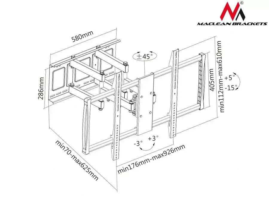 Wall bracket MACLEAN MC-679 for LED/PLASMA/LCD TV Photo 2