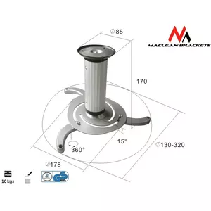 Maclean MC-515 Universal Ceiling Mount for Projector 10 kg