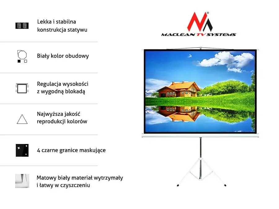 Projection screen MACLEAN MC-680 tripod 200x200 cm Photo 4