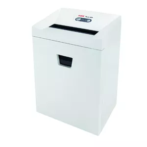Shredder HSM Pure 420 — particle-cut P-4, 24 cm working width, 15-sheet capacity, 35 L bin, white