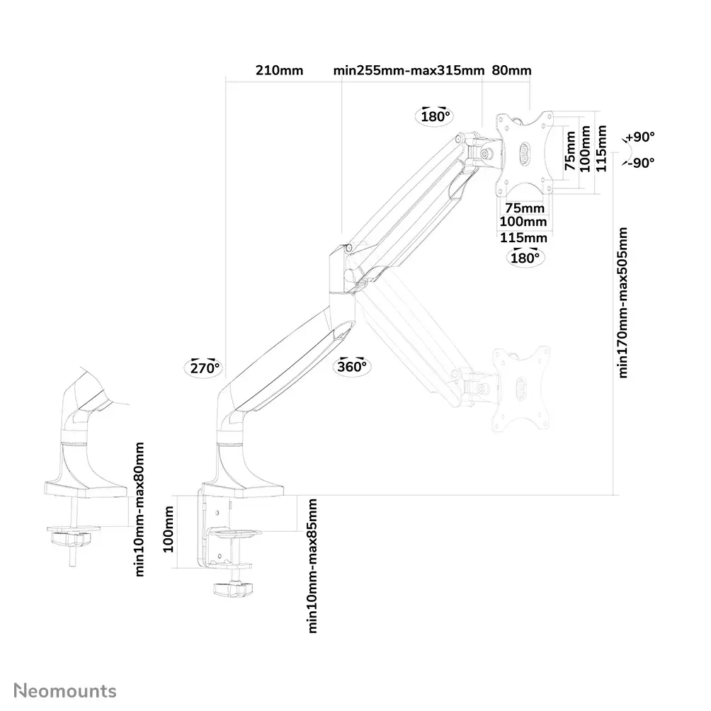 Galda monitora statīvs Neomounts NM-D750SILVER Photo 14