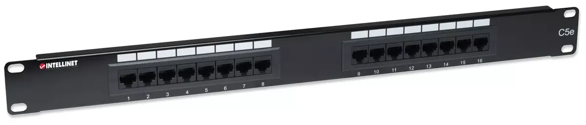 Patch Panel Intellinet Cat5e UTP 16-Port 1U Black Photo 2