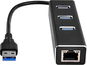 SILVERSTONE Icy Box AC517 USB 3.0 A-to-Gigabit Ethernet Adapter with 3-Port USB 3.0 Hub (EP04)
