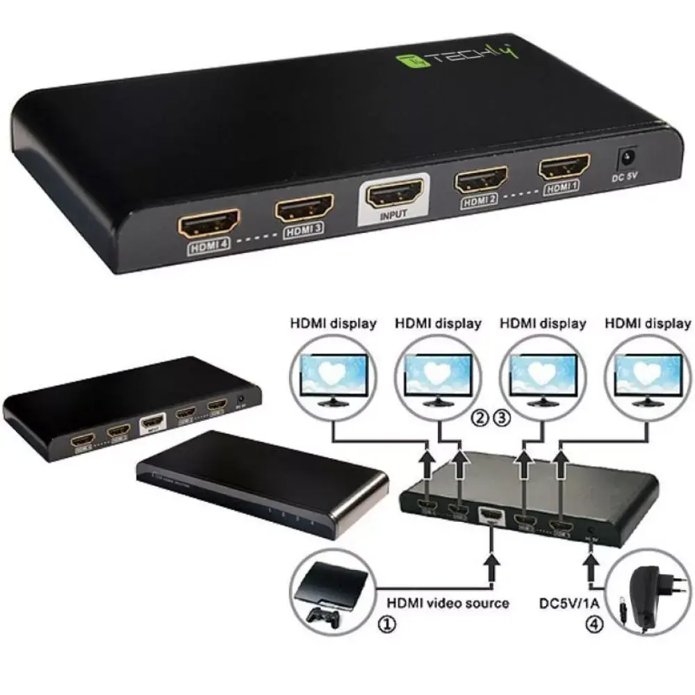 HDMI Splitter Techly 2.0 4K UHD 3D 4-way Photo 4