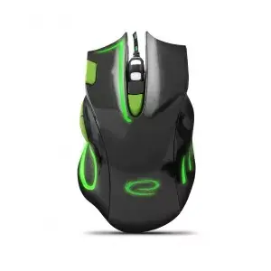 Wired gaming mouse ESPERANZA EGM401KG — right-hand, optical 2400 DPI, 7 buttons, USB-A, black/green