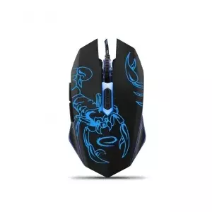 Spēļu pele ESPERANZA MX203 Scorpio USB Type-A — optiskā, 2400 DPI, 6 pogas, pinums kabelim 1,5 m, labroču, melni‑zila