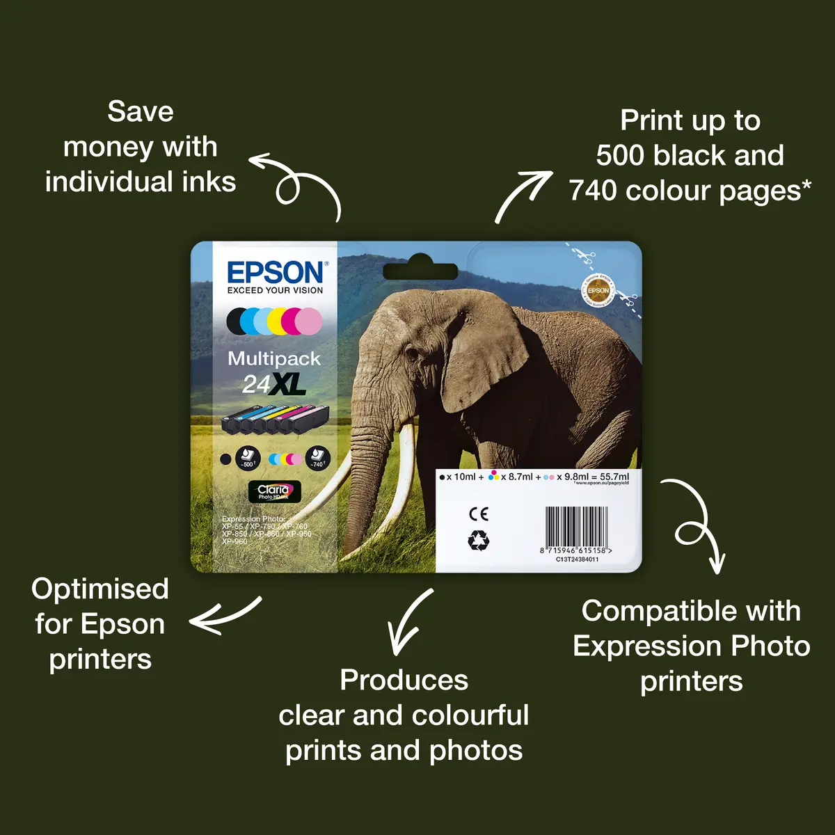 Картридж Epson Elephant 24XL Cyan C13T24324012 Photo 2