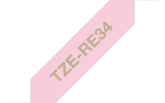 Brother TZE-RE34 Tekstila etiķešu lente Zelta
