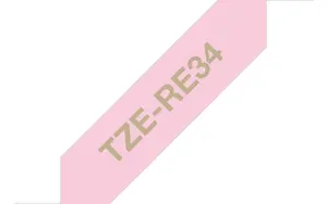 Brother TZE-RE34 Label-Making Tape Gold on Pink 12 mm 4 m Thermal Transfer