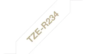 Brother TZE-R234 Continuous Label-Making Tape Gold on White 12 mm x 4 m Thermal Transfer