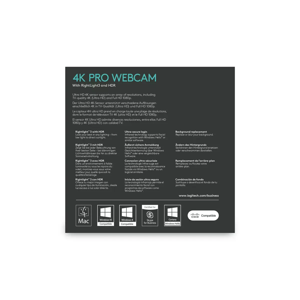 Webkamera Logitech BRIO ULTRA HD PRO BUSINESS Photo 9