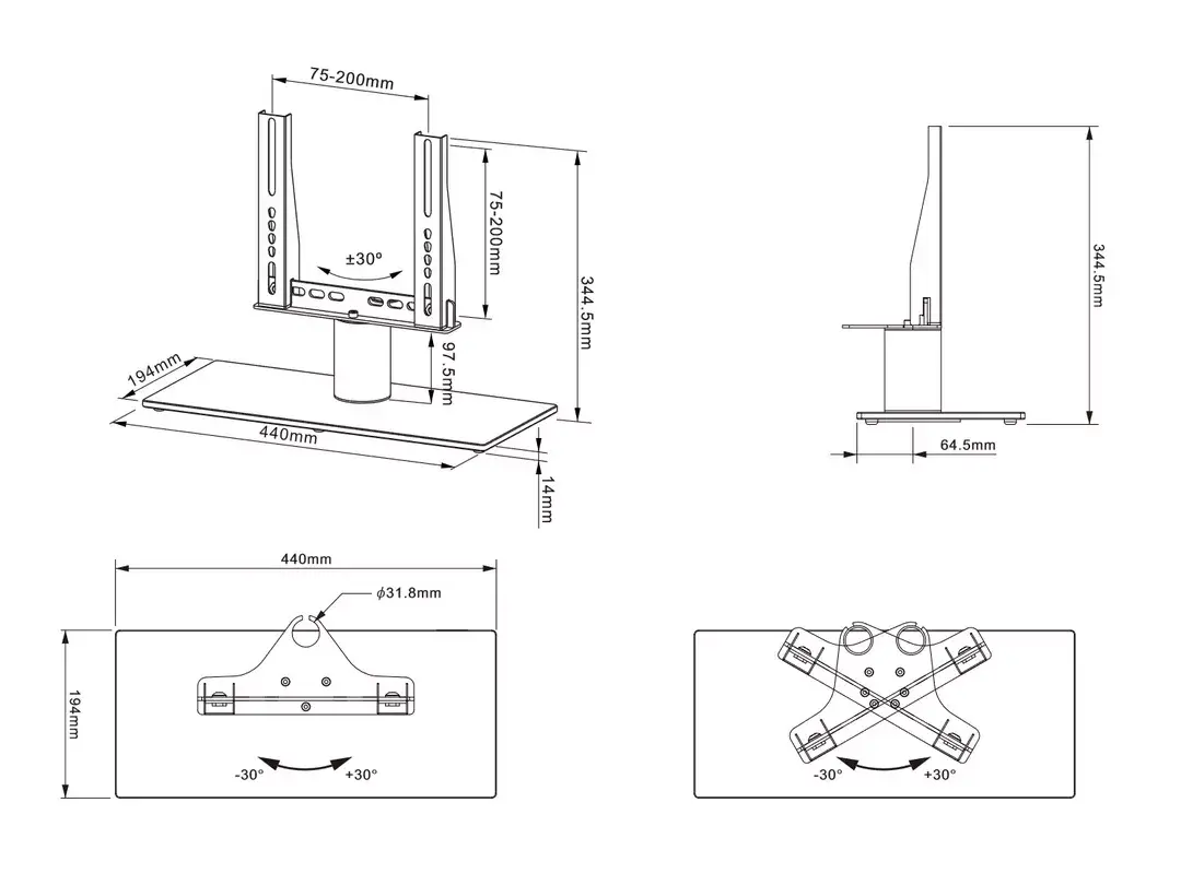 Table Stand Multibrackets M VESA Tablestand Turn Black X Small MAX 200x200 Photo 20