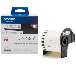 Brother DK-22251 Label-Making Tape Black and Red on White 6.2 cm Width 15.24 m Length DK Tape Type
