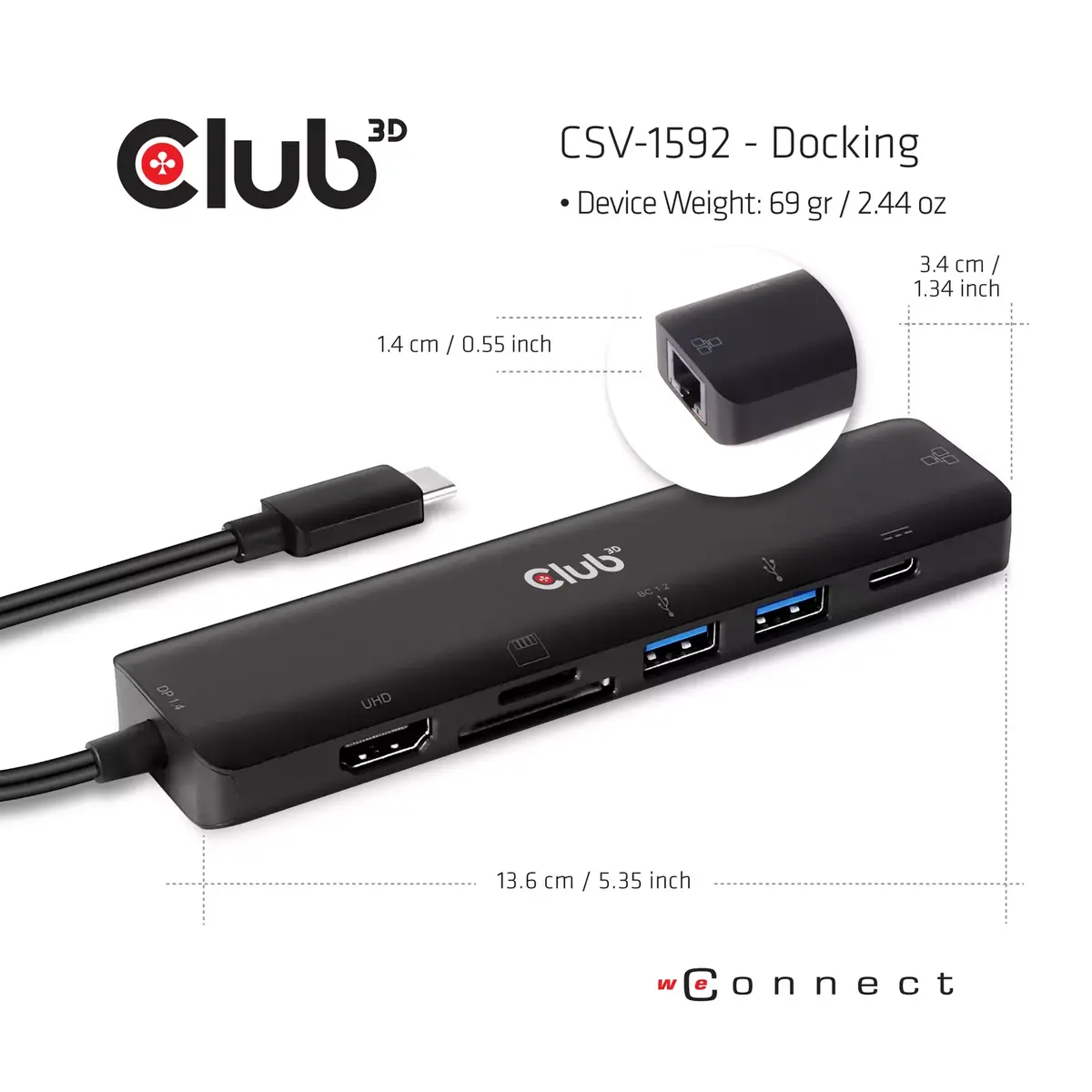 USB Type C Хаб CLUB3D CSV-1592 Photo 4