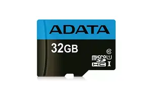 MicroSDXC flash memory ADATA 32GB UHS‑I Class 10 (read 85 MB/s, write 25 MB/s) with SD adapter
