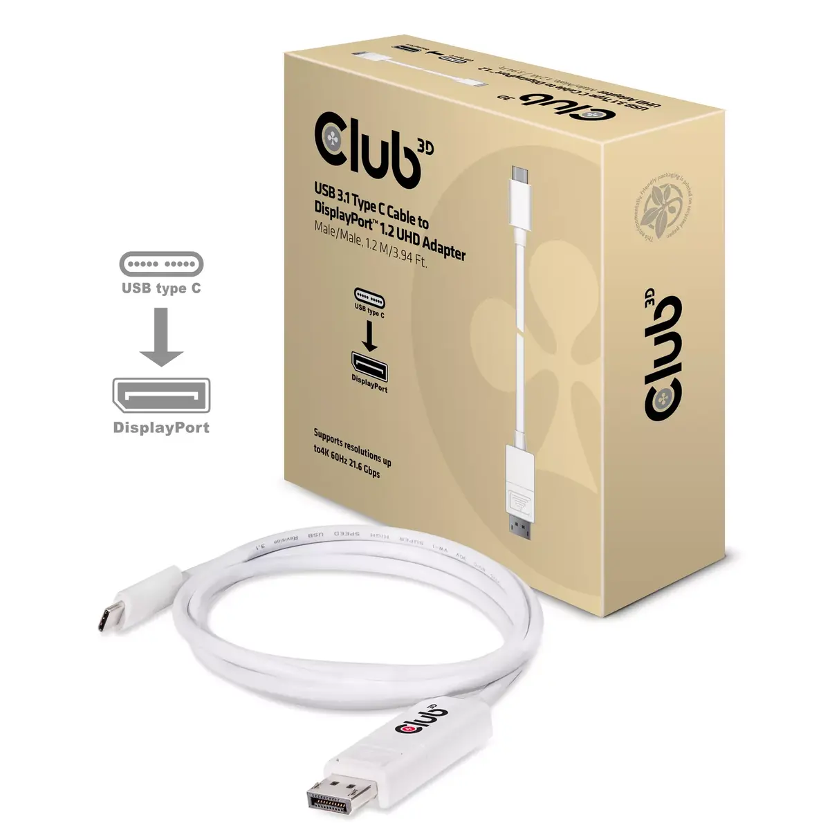 Адаптер USB 3.1 Type C на DisplayPort 1.2 CLUB3D Photo 3