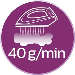 Steam output of up to 40 g/min for better crease removal