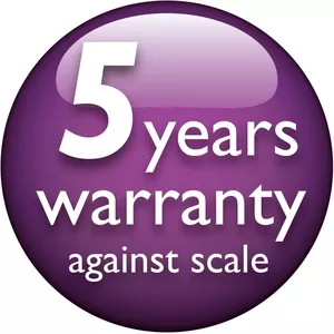 5-year warranty against scale