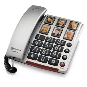 Analogais telefons AMPLICOM BigTel 40 Plus — vada klausule, galda/varoša uzstādīšana, pelēks/melns