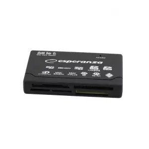 External USB 2.0 card reader ESPERANZA EA119 — supports SD/SDHC/SDXC, CF, Memory Stick, MMC, xD, Black