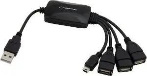 USB 2.0 хаб ESPERANZA EA114 — 4 порта, до 480 Мбит/с, чёрный