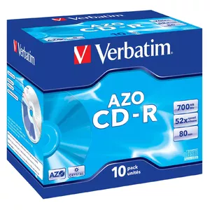 VERBATIM CD-R AZO Crystal 700 MB 52x — 10-pack, 120 mm CD-R in jewel case