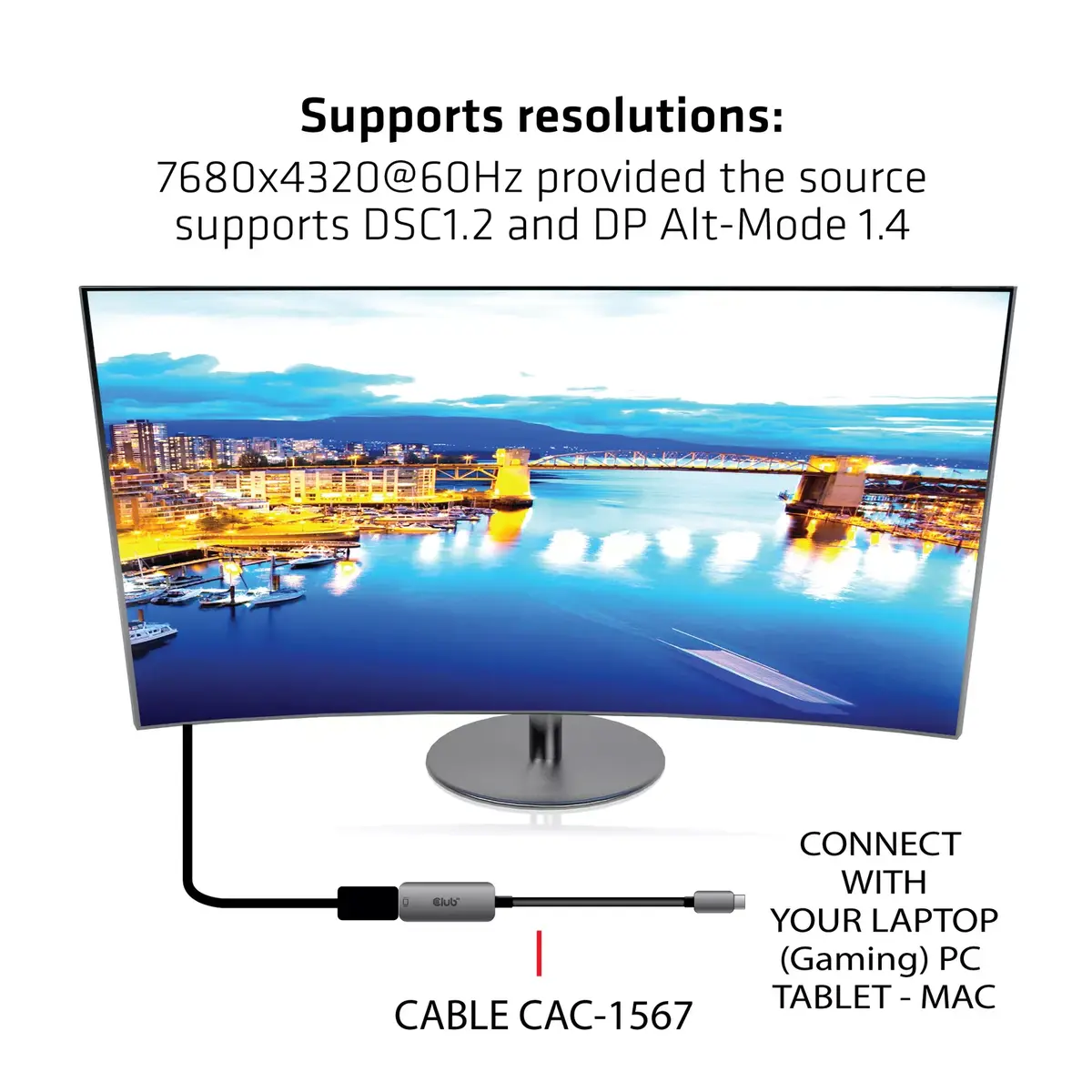 Адаптер USB Type C на DisplayPort 1.4 CLUB3D Photo 5