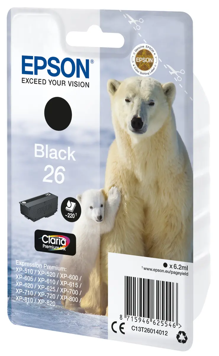Melna tintes kasetne Epson Polar bear