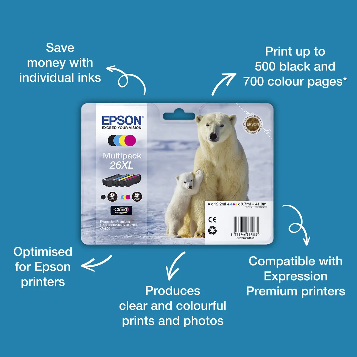 Чернила Epson Polar bear 26XL Claria Premium Photo Black Photo 4