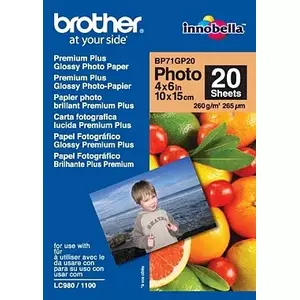 Brother BP71GP20 Premium Glossy Photo Paper fotopapīrs Balts