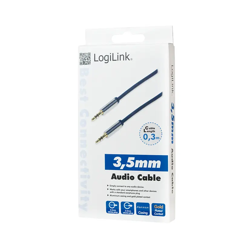 LogiLink CA10030 3.5mm Audio Cable 0.3m Blue Photo 3