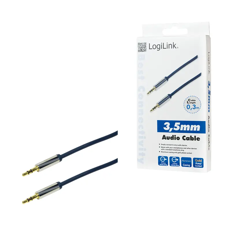 LogiLink CA10030 3.5mm Audio Cable 0.3m Blue Photo 4