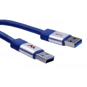 Кабель USB A — USB A MACLEAN MCTV-606, USB 3.2 Gen 1 (3.1 Gen 1), 1.8 м, синий/серебристый
