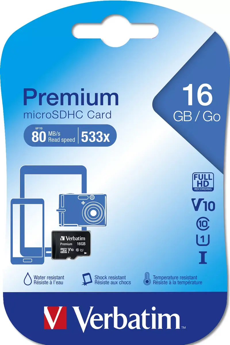 MicroSDHC Verbatim Premium 16GB 44010 Photo 2