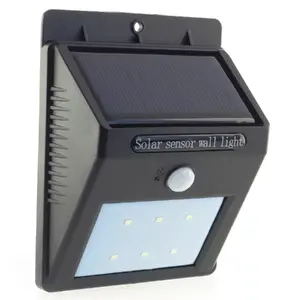 Наружный настенный светильник PowerNeed SL09P — 6 встроенных LED, солнечная зарядка + LiPo, корпус ABS/PC, 95×125×50 мм, чёрный