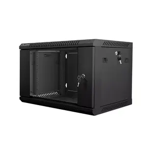 Wall-mounted rack LANBERG WF01-6406-10B, 6U, 19", 600×374×450 mm, black, 60 kg