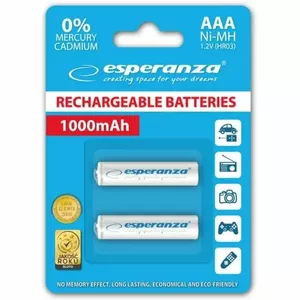 Esperanza EZA101W PRIEKŠARGĒTA HR03 1000MAH ALWAYS READY BLISTER 2GB.