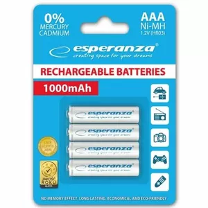 Esperanza EZA102W PRIEKŠARGĒTA HR03 1000MAH ALWAYS READY BLISTER 4GB.