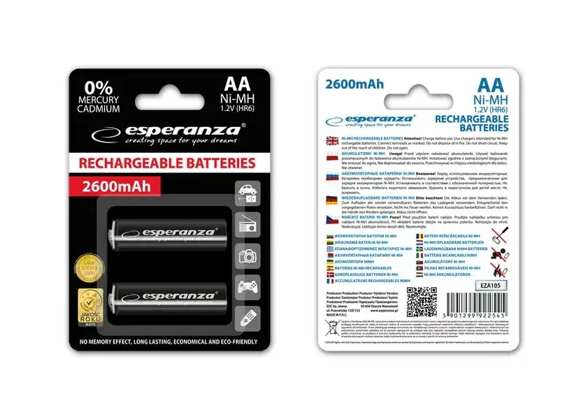 Uzlādējami akumulatori ESPERANZA EZA105 2600 mAh Photo 3