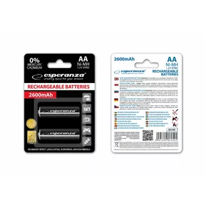 Esperanza EZA105 ATKĀRTOTI ATKĀRTĪJAMIE Ni-MH AA 2600MAH 2PCS - BLACK