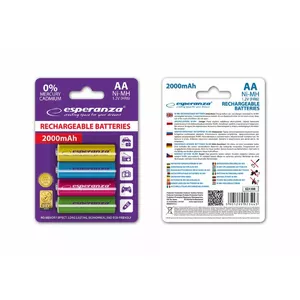 Esperanza EZA108 ATKĀRTOTI ATKĀRTĪJAMIE Ni-MH AA 2000MAH 4PCS - MIX COLOURS