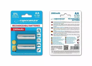 Rechargeable Ni‑MH AA batteries ESPERANZA EZA103W 2000 mAh, 2 pcs, white