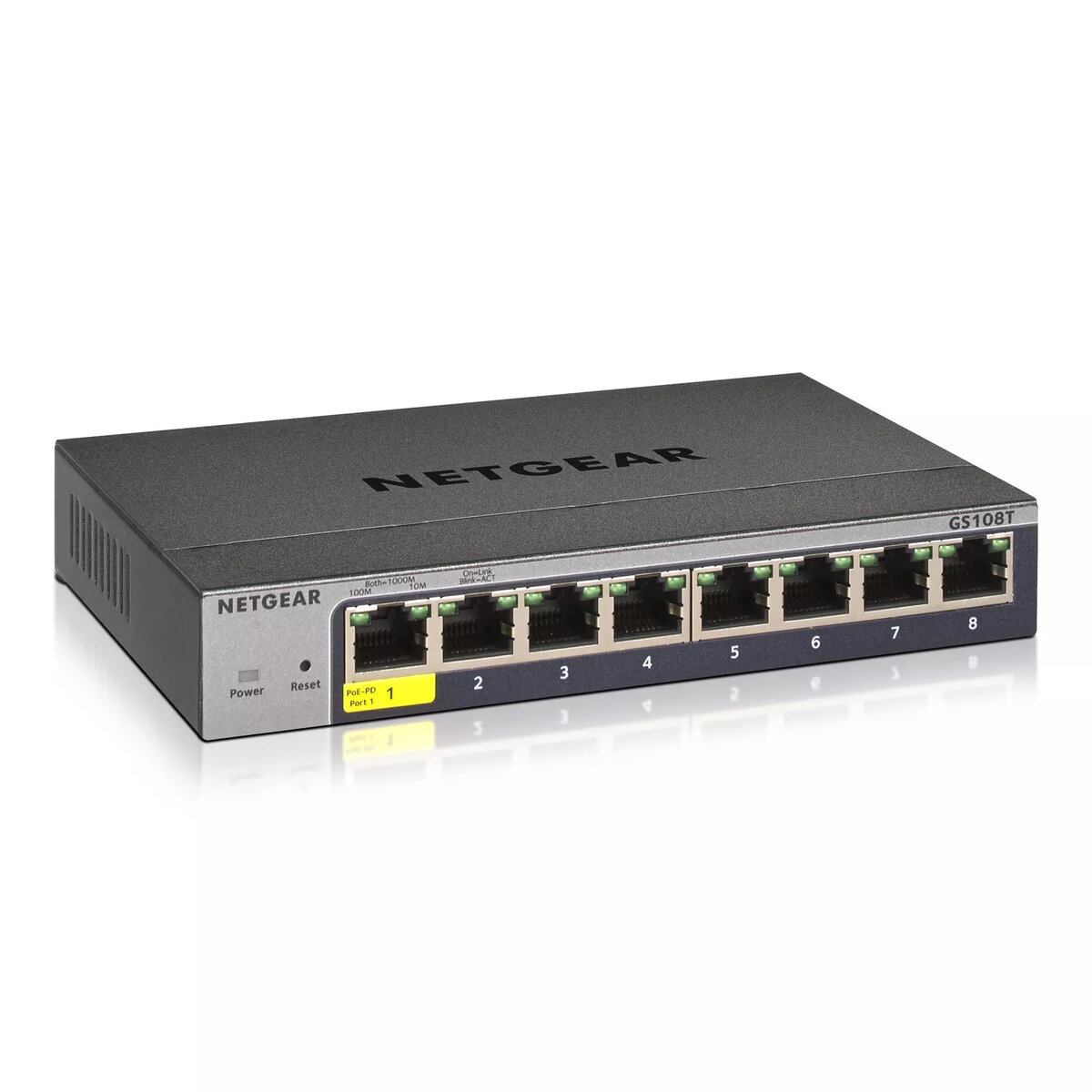 Pārvaldāms slēdzis Netgear GS108Tv3 — 8×